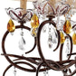 Brown And White Shaded Four Light Metal and Crystal Glass Chandelier With White Shades