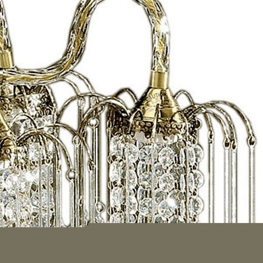 Two Tier Crystal and Brass Hanging Chandelier Light