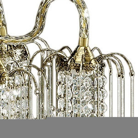 Two Tier Crystal and Brass Hanging Chandelier Light