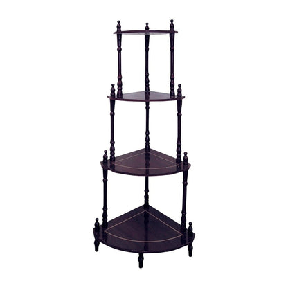 39" Brown Wood Four Tier Corner Bookcase