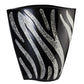 14" Black And Silver Striped Wavy Polyresin Table Vase