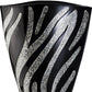 14" Black And Silver Striped Wavy Polyresin Table Vase