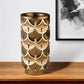 14" Polyresin Gold Geometric Cylinder Table Vase