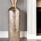 22" Rose Gold Geometric Cylinder Polyresin Floor Vase