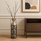 22" Brown and Silver Geometric Cylinder Polyresin Floor Vase