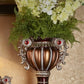 18" Bronze and Silver Floral Urn Polyresin Table Vase With Stones