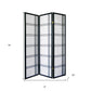 70" Black And White Heavy Duty Rice Paper Folding Three Panel Screen Room Divider