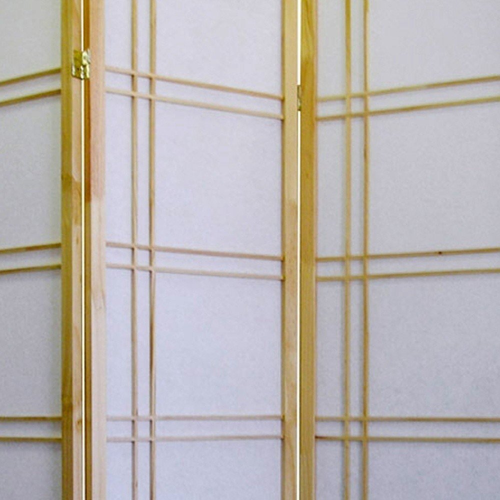 70" Brown And White Heavy Duty Rice Paper Folding Three Panel Screen Room Divider