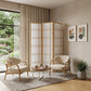 70" Brown And White Heavy Duty Rice Paper Folding Three Panel Screen Room Divider