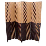 70.75" Brown Heavy Duty Rice Paper Folding Four Panel Screen Room Divider