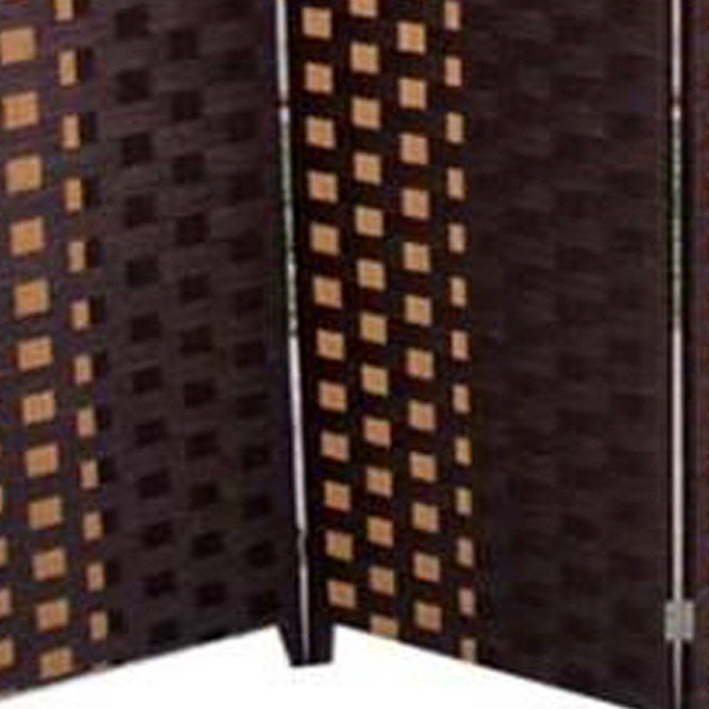 70.75" Brown Heavy Duty Rice Paper Folding Four Panel Screen Room Divider