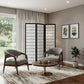 70" Black And White Heavy Duty Rice Paper Folding Three Panel Screen Room Divider
