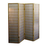 70" Brown Heavy Duty Rice Paper Folding Four Panel Screen Room Divider