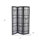 70" Black And White Heavy Duty Rice Paper Folding Three Panel Screen Room Divider