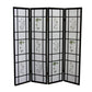 70" Black And White Heavy Duty Rice Paper Folding Four Panel Screen Room Divider