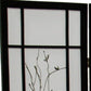 70" Black And White Heavy Duty Rice Paper Folding Four Panel Screen Room Divider