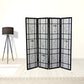 70" Black And White Heavy Duty Rice Paper Folding Four Panel Screen Room Divider