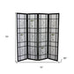 70" Black And White Heavy Duty Rice Paper Folding Four Panel Screen Room Divider