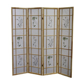 70" Natural Heavy Duty Rice Paper Folding Four Panel Screen Room Divider
