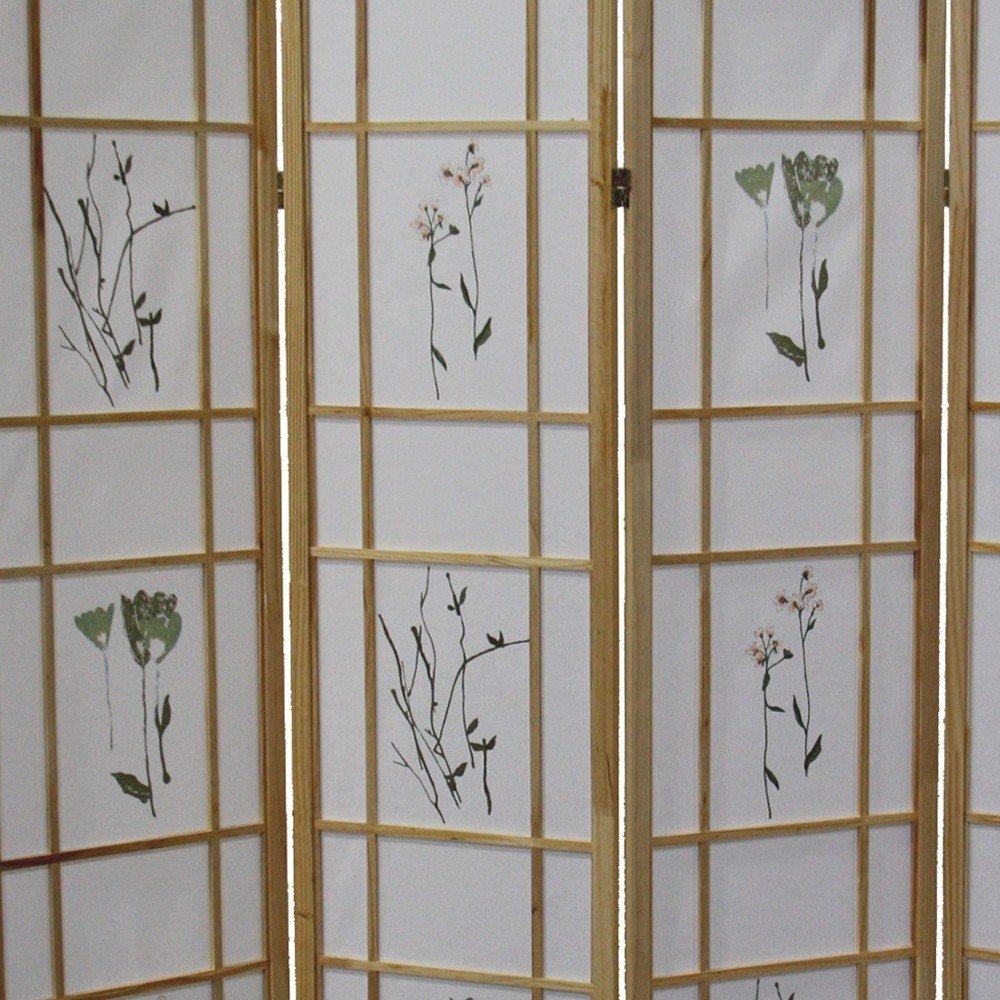 70" Natural Heavy Duty Rice Paper Folding Four Panel Screen Room Divider
