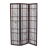 70" Brown Heavy Duty Rice Paper Folding Three Panel Screen Room Divider