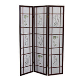 70" Brown Heavy Duty Rice Paper Folding Three Panel Screen Room Divider