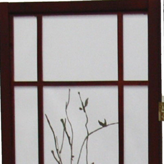 70" Brown Heavy Duty Rice Paper Folding Three Panel Screen Room Divider