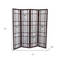 70" Brown Heavy Duty Rice Paper Folding Four Panel Screen Room Divider