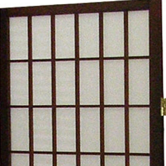 70" Brown Heavy Duty Rice Paper Folding Three Panel Screen Room Divider