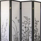 70" Black And White Heavy Duty Rice Paper Folding Four Panel Screen Room Divider