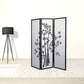 70" Black And White Heavy Duty Rice Paper Folding Three Panel Screen Room Divider