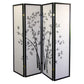70" Black And White Heavy Duty Rice Paper Folding Four Panel Screen Room Divider