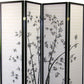 70" Black And White Heavy Duty Rice Paper Folding Four Panel Screen Room Divider