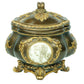 9" Bronze Gold And White Resin Floral Scroll Jewelry Box With Lacquer and High-Gloss Finishes
