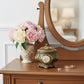 9" Bronze Gold And White Resin Floral Scroll Jewelry Box With Lacquer and High-Gloss Finishes
