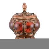 9" Brown Red And Bronze Resin Marbleized Jewelry Box With Gemstones and Crystals