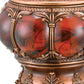 9" Brown Red And Bronze Resin Marbleized Jewelry Box With Gemstones and Crystals