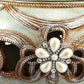 9" Bronze Gold And Light Green Resin Floral Scroll Jewelry Box With Gemstones and Crystals