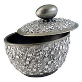 9" Silver Resin Jewelry Box With Gemstones and Crystals