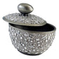 9" Silver Resin Jewelry Box With Gemstones and Crystals