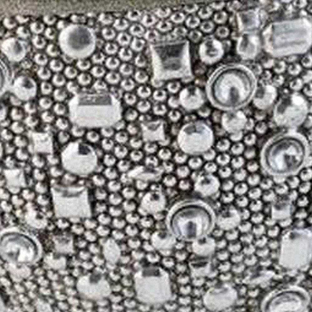 9" Silver Resin Jewelry Box With Gemstones and Crystals