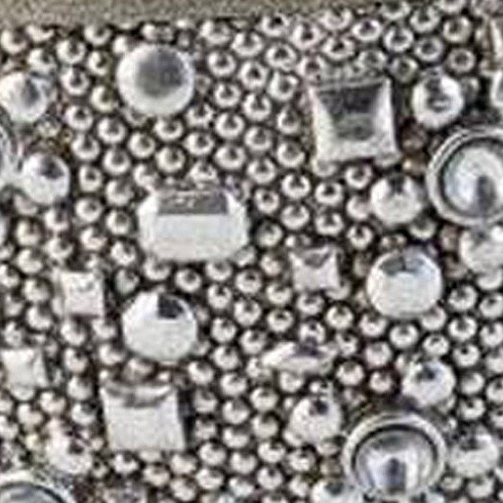 9" Silver Resin Jewelry Box With Gemstones and Crystals