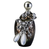 6" Brown Gold And Silver Resin Floral Scroll Jewelry Box With Gemstones and Crystals