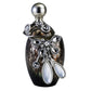 6" Brown Gold And Silver Resin Floral Scroll Jewelry Box With Gemstones and Crystals