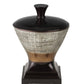 7" Espresso Gold And Silver Resin Striped Jewelry Box With Hand-Painted Designs