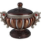 13" Bronze Red And Silver Resin Floral Scroll Jewelry Box With Metal Accents