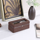 8" Brown Clear And Silver Faux Leather And Glass Six Section Watch Box With Metal Accents