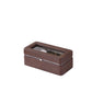 8" Brown Clear And Silver Faux Leather And Glass Six Section Watch Box With Metal Accents