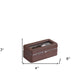 8" Brown Clear And Silver Faux Leather And Glass Six Section Watch Box With Metal Accents