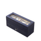 9" Blue And Clear Faux Leather And Glass Four Section Watch Box With Metal Accents